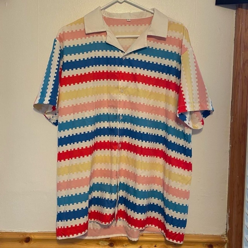 Barbie Movie Allan costume/cosplay striped button up shirt